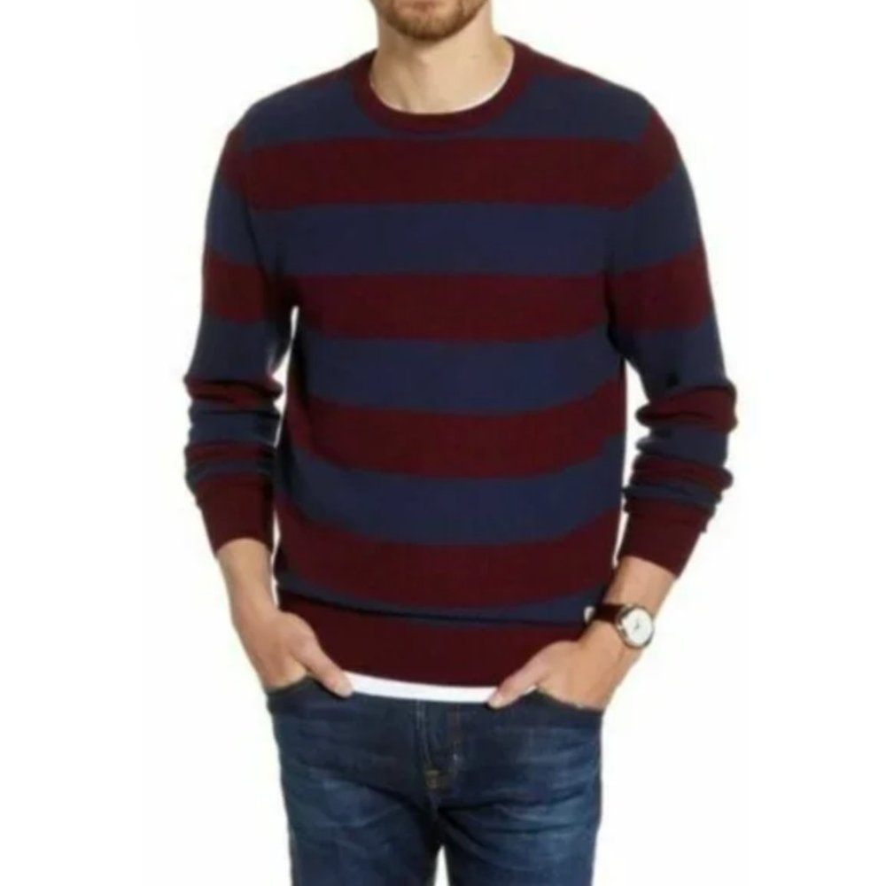 1901 Stripe Berry Red & Blue Sweater 🌻